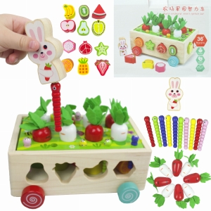 LT458 LANDTOYS DREWNIANY SORTER KLOCKÓW KOSTKA UKŁADANKA KSZTAŁTÓW MONTESSORII