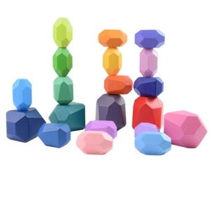 LT306 LANDTOYS DREWNIANE KLOCKI KAMIENIE MONTESSORI WIEŻA