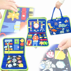 LT520 TABLICA SENSORYCZNA DINOZAUR MONTESSORI MANIPULACYJNA KSIĄŻKA 3D