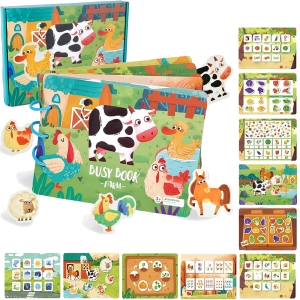 LT742 MONTESSORI CICHA KSIĄŻKA SENSORYCZNA FARMA 10 STRON DLA DZIECI